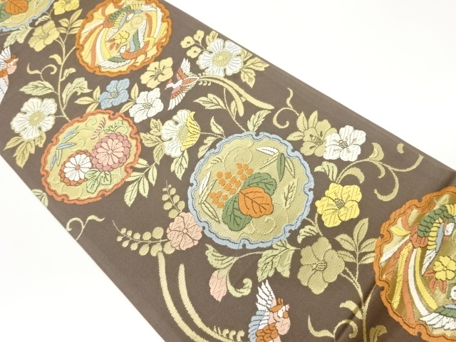 JAPANESE FUKURO OBI / WOVEN FLOWER ARABESQUE